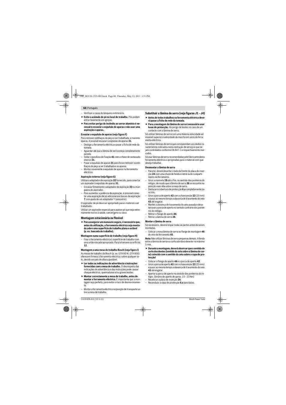 Bosch GTS 10 J Professional User Manual | Page 68 / 355