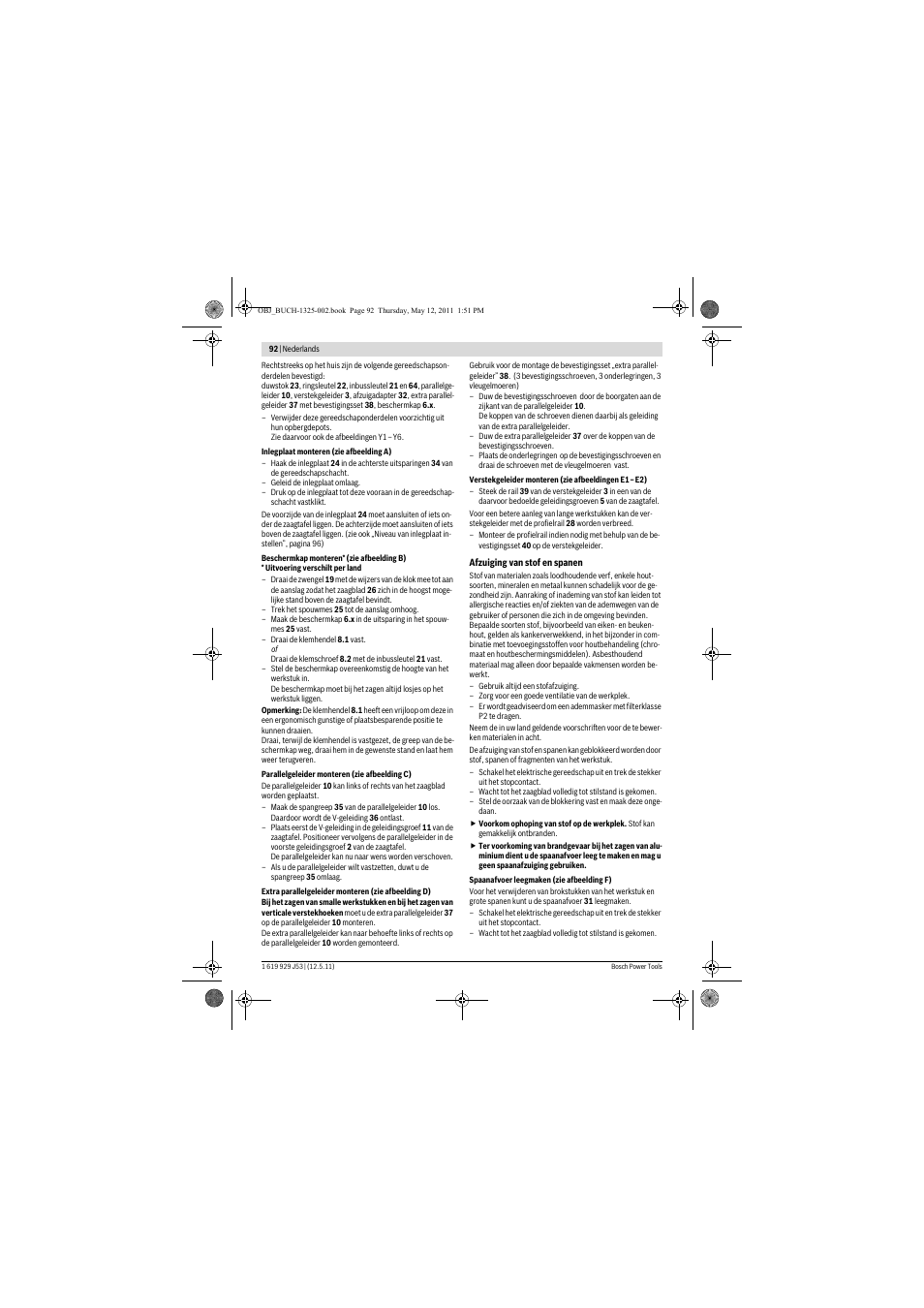 Bosch GTS 10 J Professional User Manual | Page 92 / 355