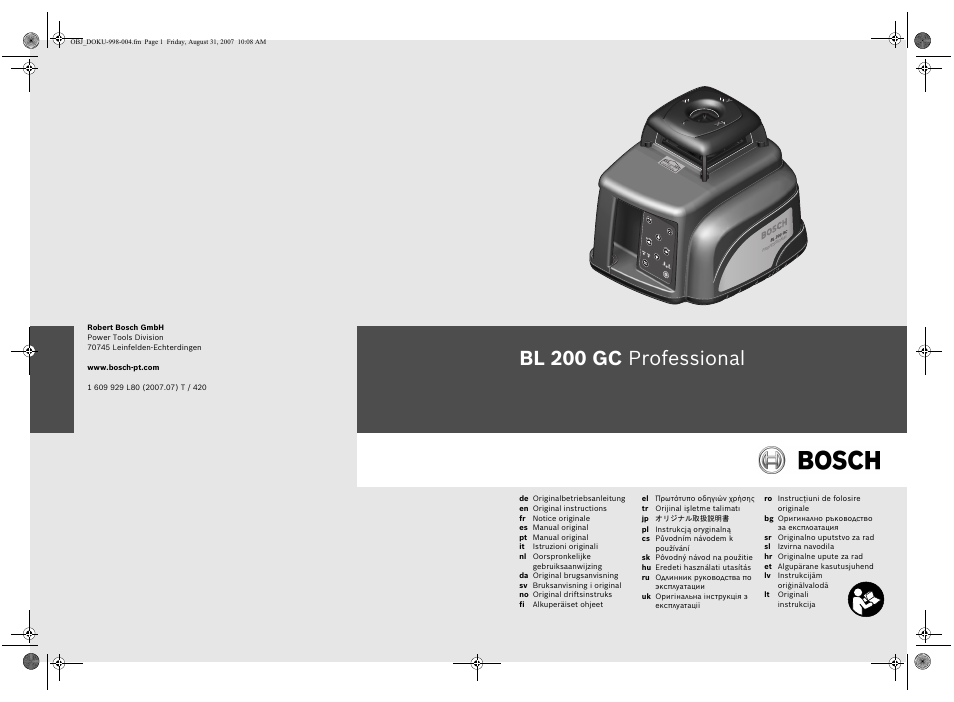 Bosch BL 200 GC Professional User Manual | 419 pages