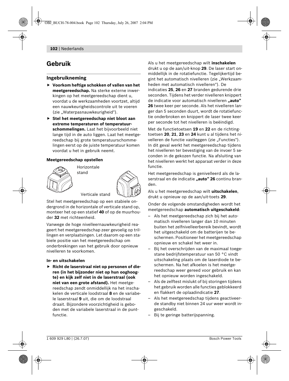 Gebruik | Bosch BL 200 GC Professional User Manual | Page 102 / 419