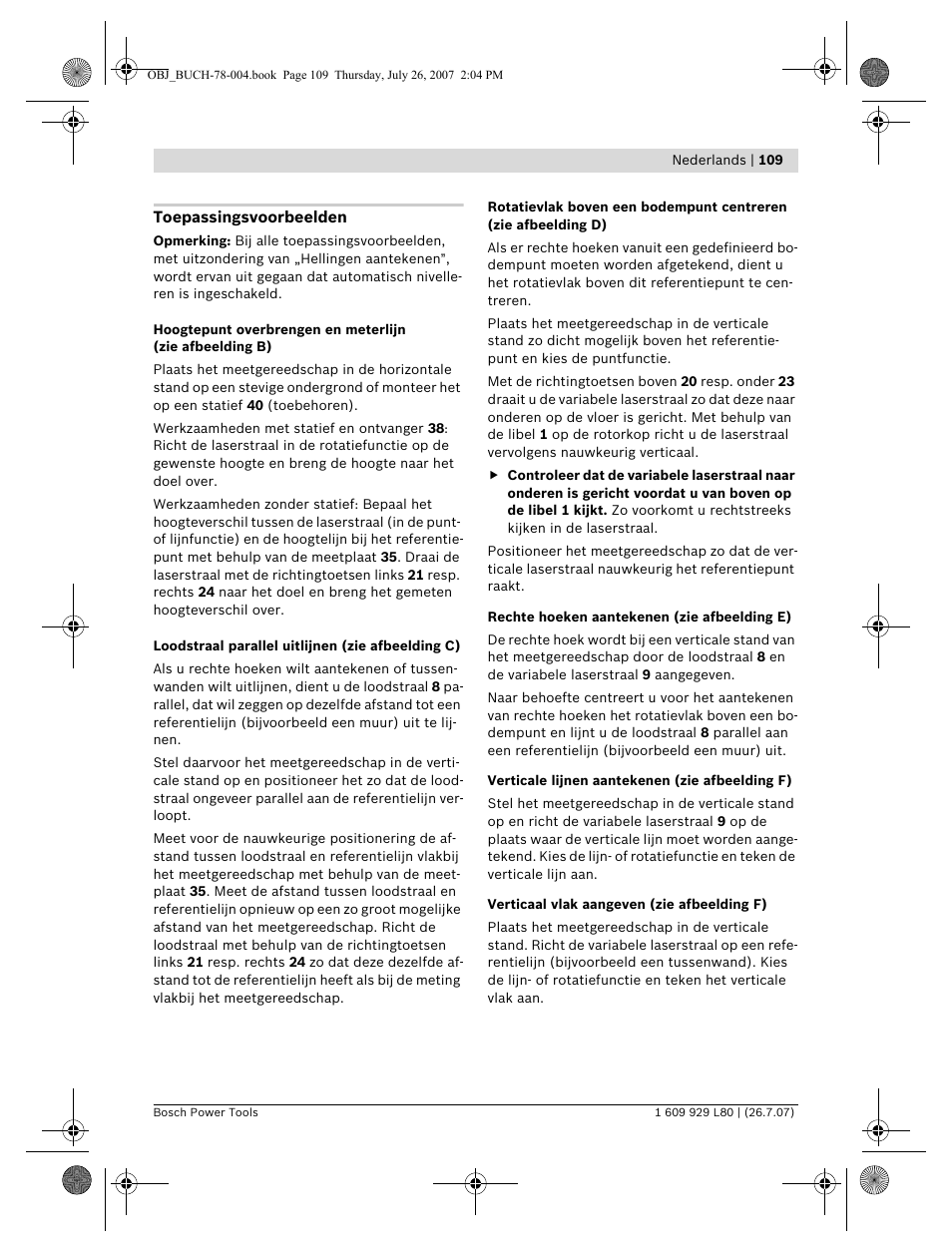 Bosch BL 200 GC Professional User Manual | Page 109 / 419