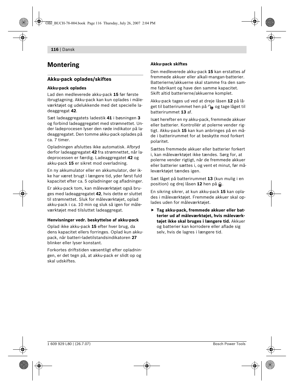 Montering | Bosch BL 200 GC Professional User Manual | Page 116 / 419