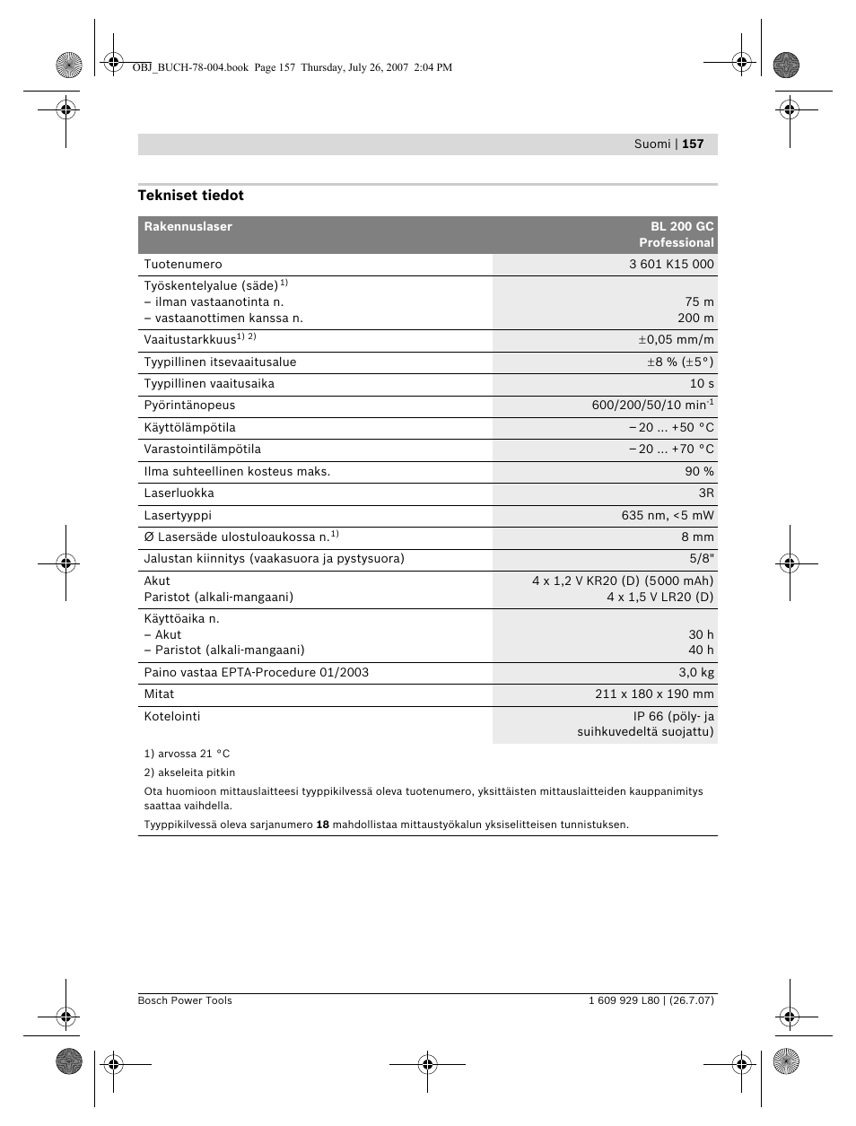 Bosch BL 200 GC Professional User Manual | Page 157 / 419