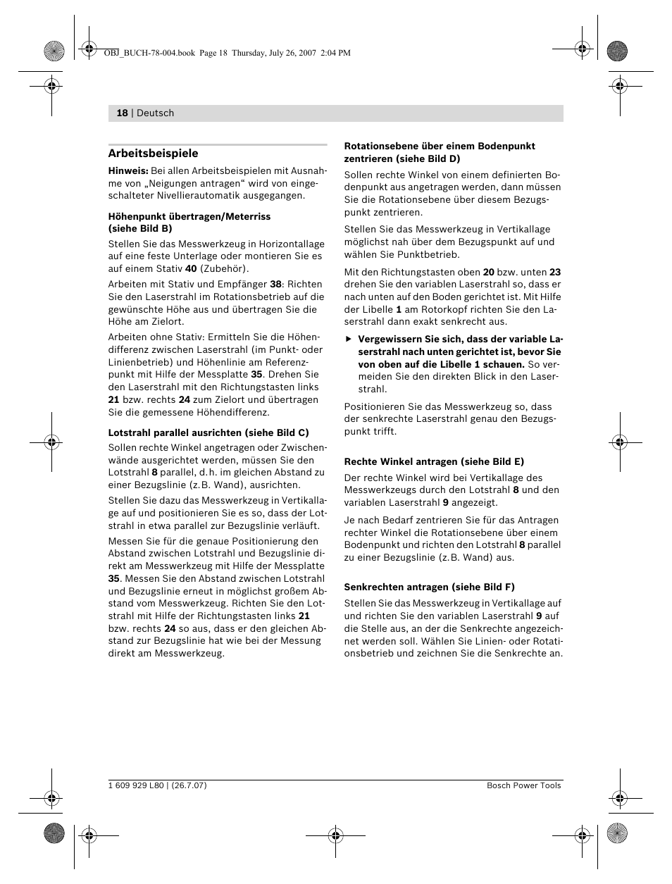 Bosch BL 200 GC Professional User Manual | Page 18 / 419