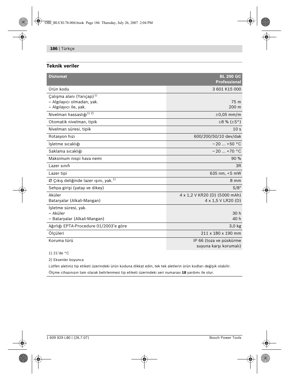 Bosch BL 200 GC Professional User Manual | Page 186 / 419