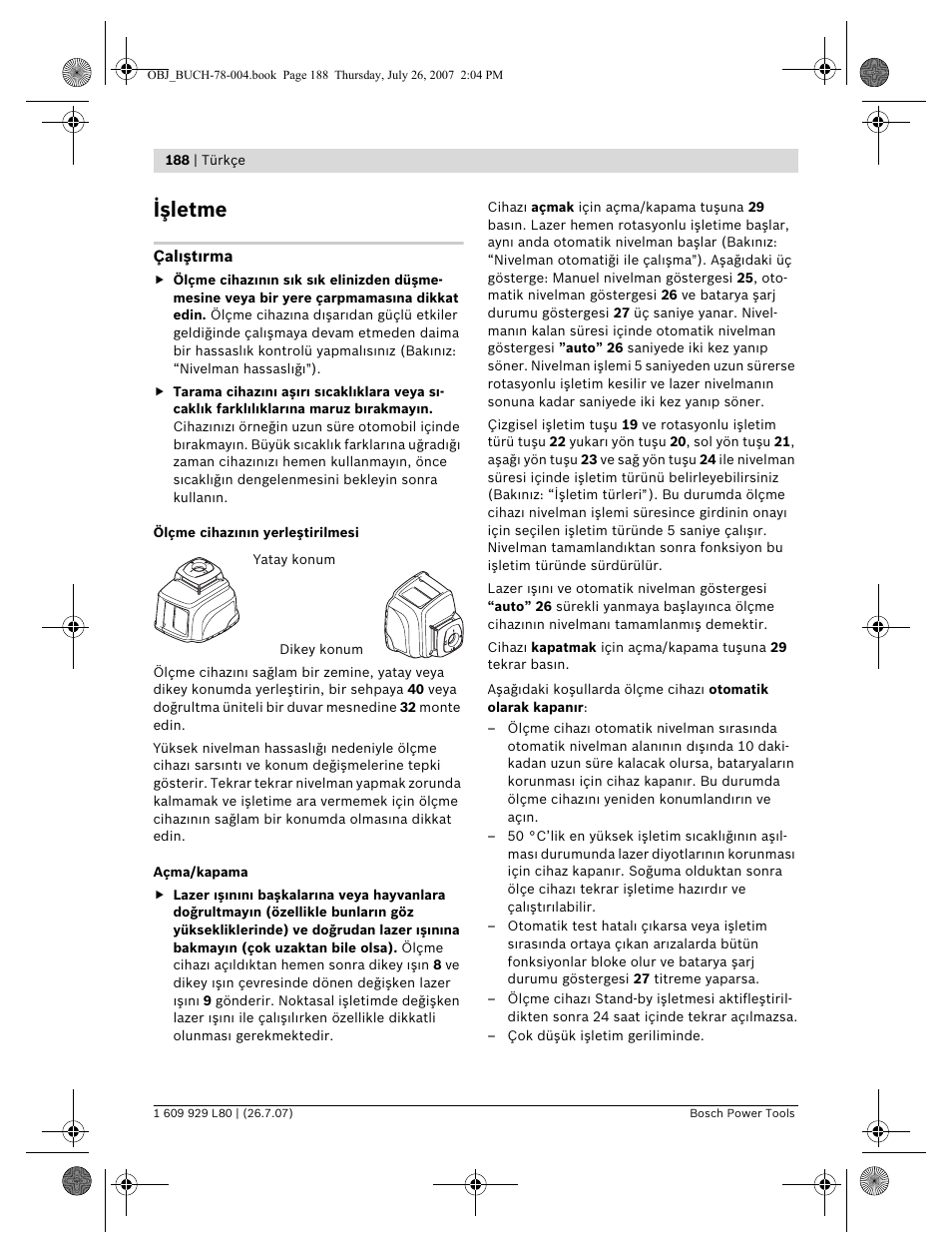 Işletme | Bosch BL 200 GC Professional User Manual | Page 188 / 419