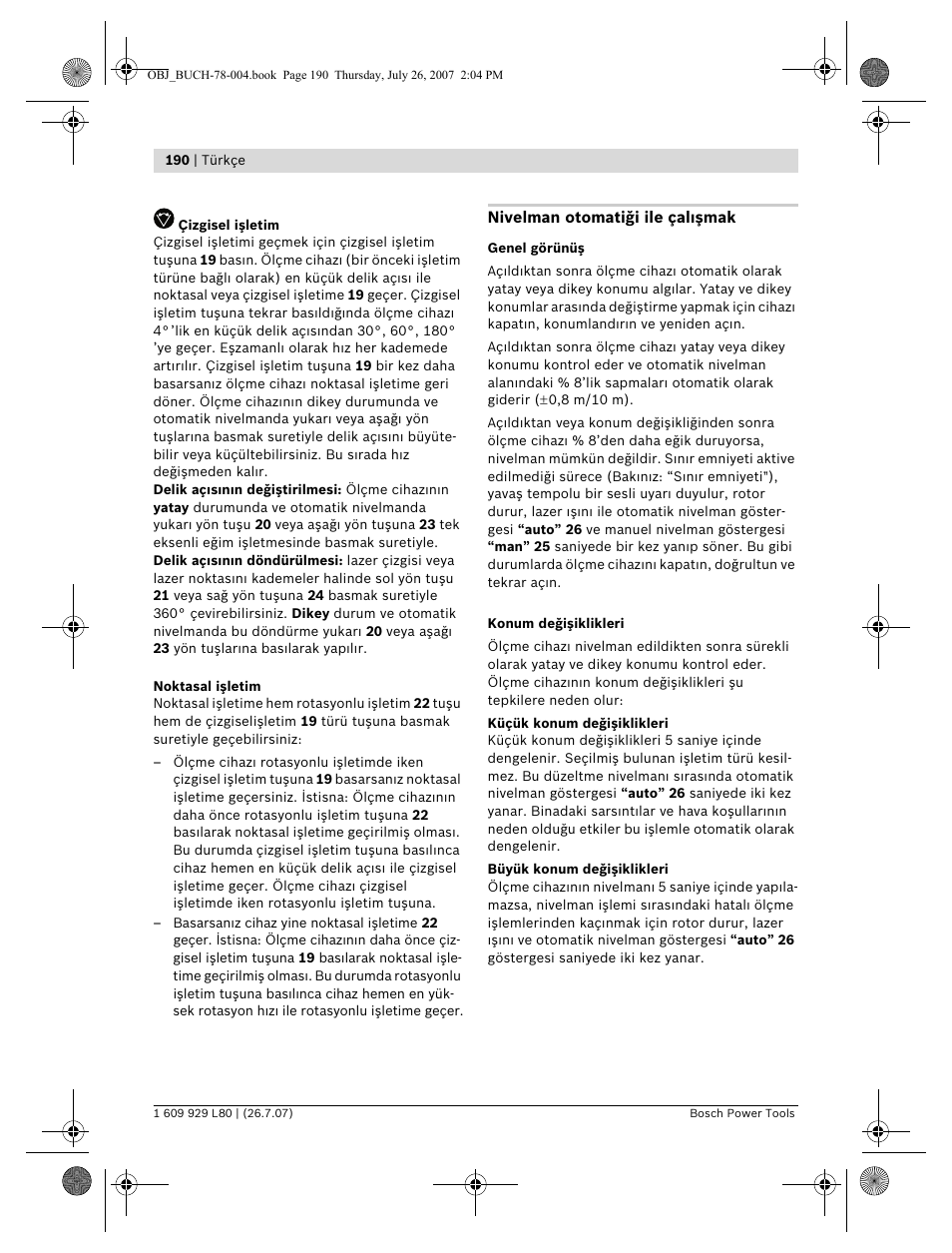 Bosch BL 200 GC Professional User Manual | Page 190 / 419