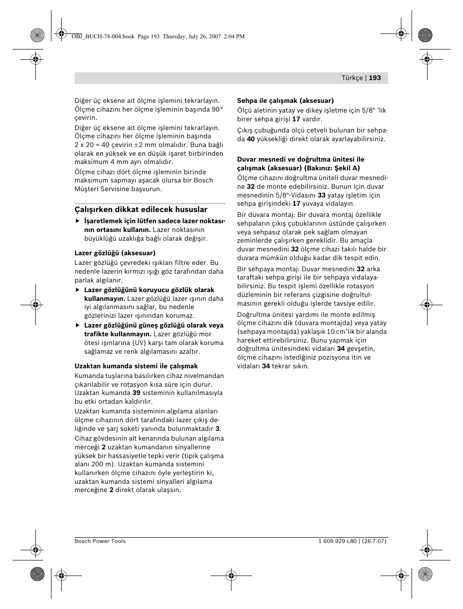 Bosch BL 200 GC Professional User Manual | Page 193 / 419