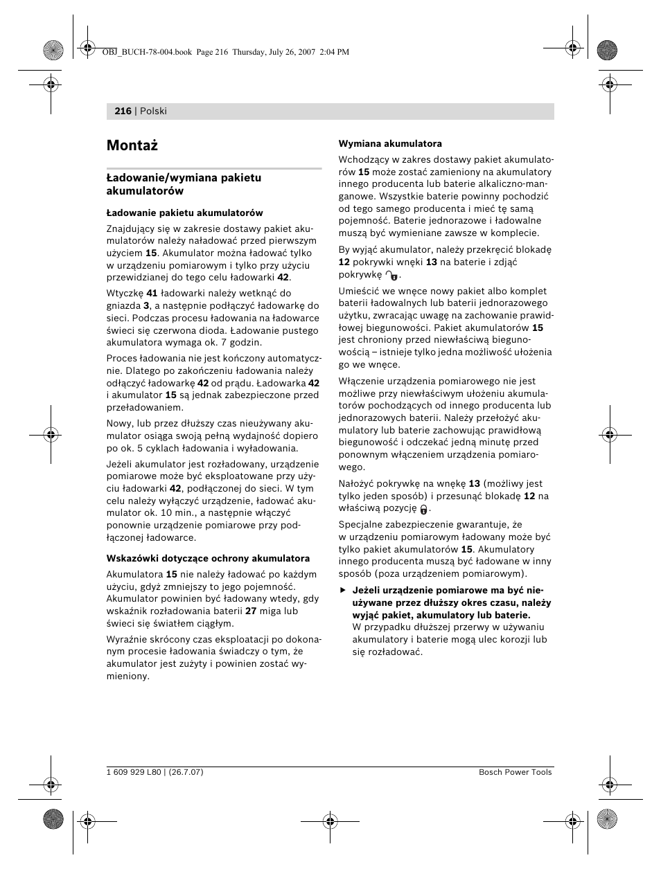 Montaż | Bosch BL 200 GC Professional User Manual | Page 216 / 419