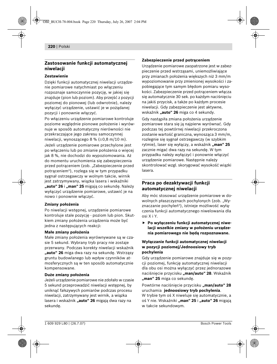 Bosch BL 200 GC Professional User Manual | Page 220 / 419