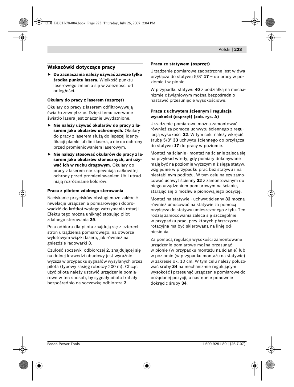 Bosch BL 200 GC Professional User Manual | Page 223 / 419