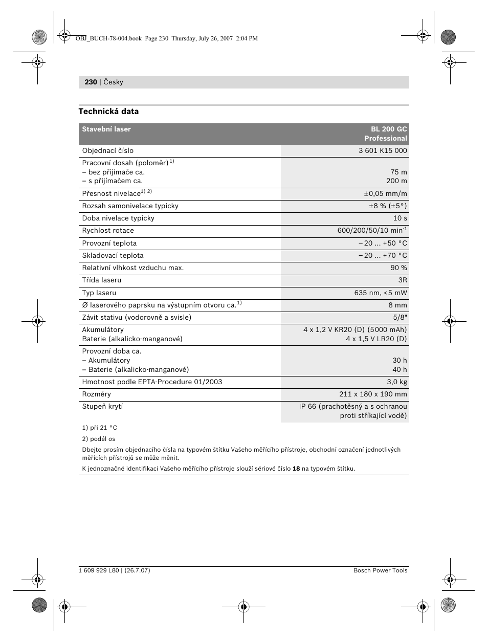 Bosch BL 200 GC Professional User Manual | Page 230 / 419