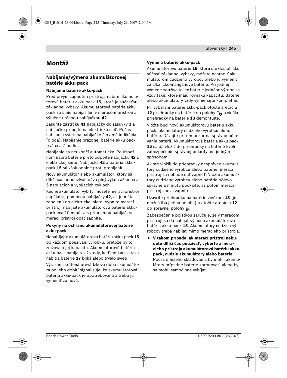 Montáž | Bosch BL 200 GC Professional User Manual | Page 245 / 419