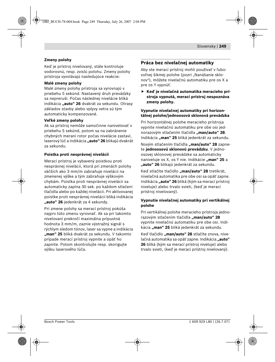 Bosch BL 200 GC Professional User Manual | Page 249 / 419