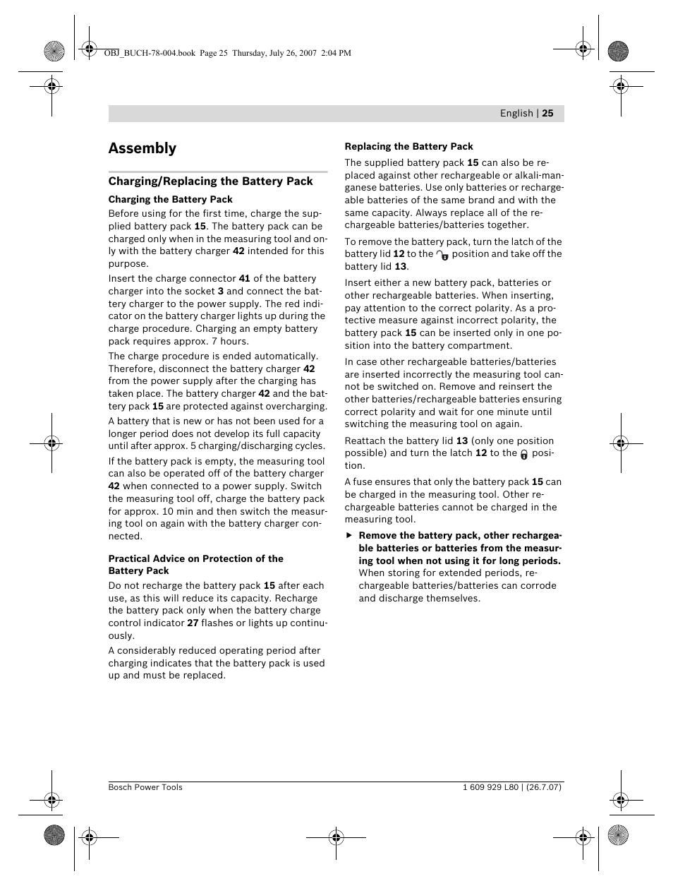 Assembly | Bosch BL 200 GC Professional User Manual | Page 25 / 419