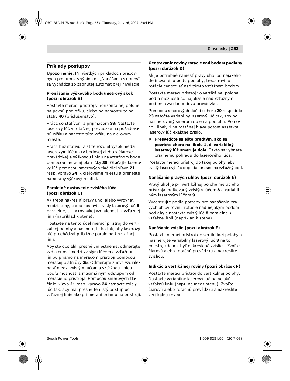 Bosch BL 200 GC Professional User Manual | Page 253 / 419