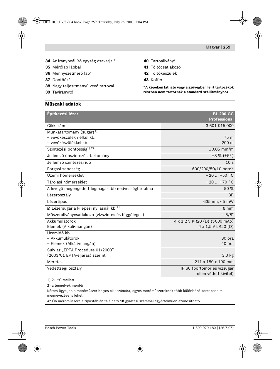 Bosch BL 200 GC Professional User Manual | Page 259 / 419