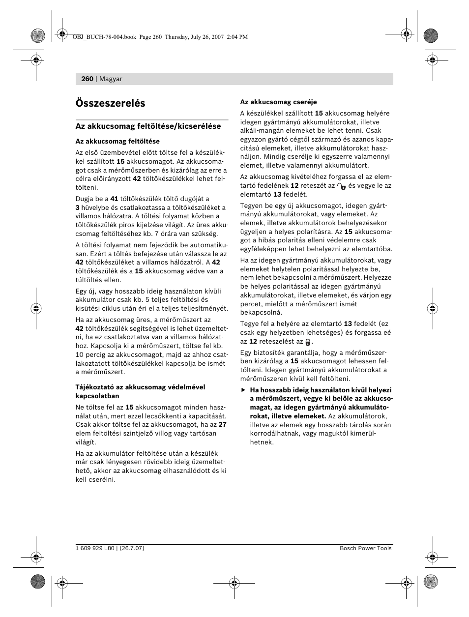 Összeszerelés | Bosch BL 200 GC Professional User Manual | Page 260 / 419