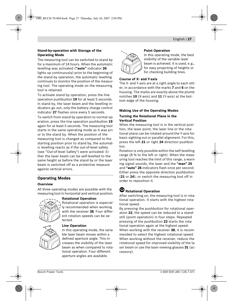 Bosch BL 200 GC Professional User Manual | Page 27 / 419