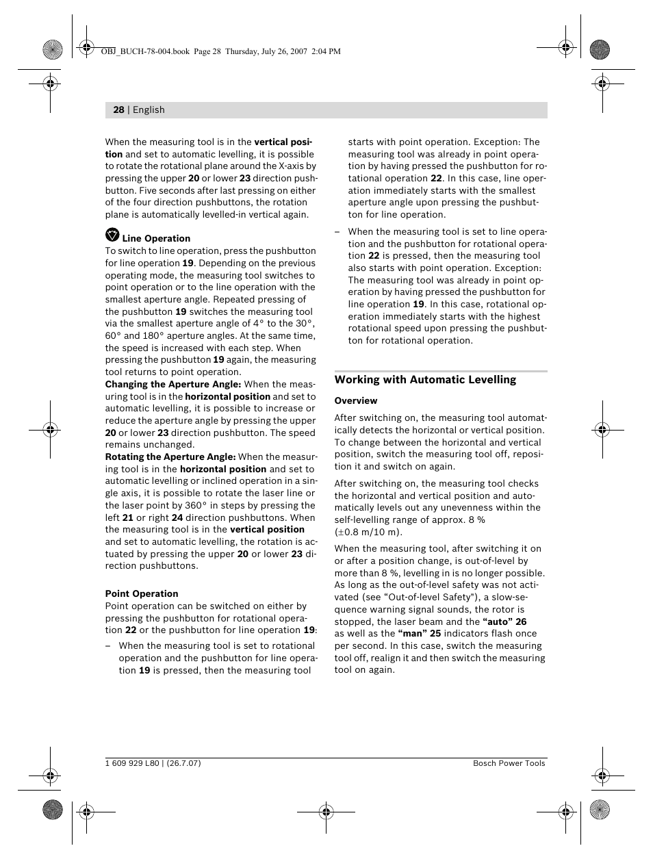 Bosch BL 200 GC Professional User Manual | Page 28 / 419