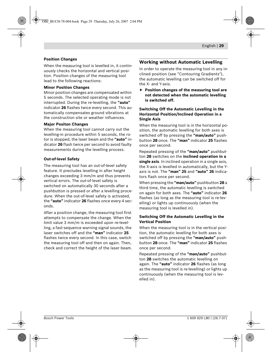 Bosch BL 200 GC Professional User Manual | Page 29 / 419