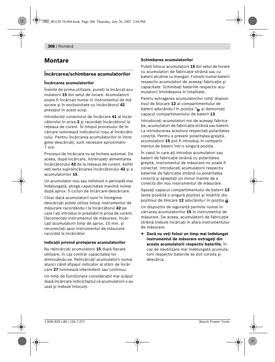 Montare | Bosch BL 200 GC Professional User Manual | Page 308 / 419