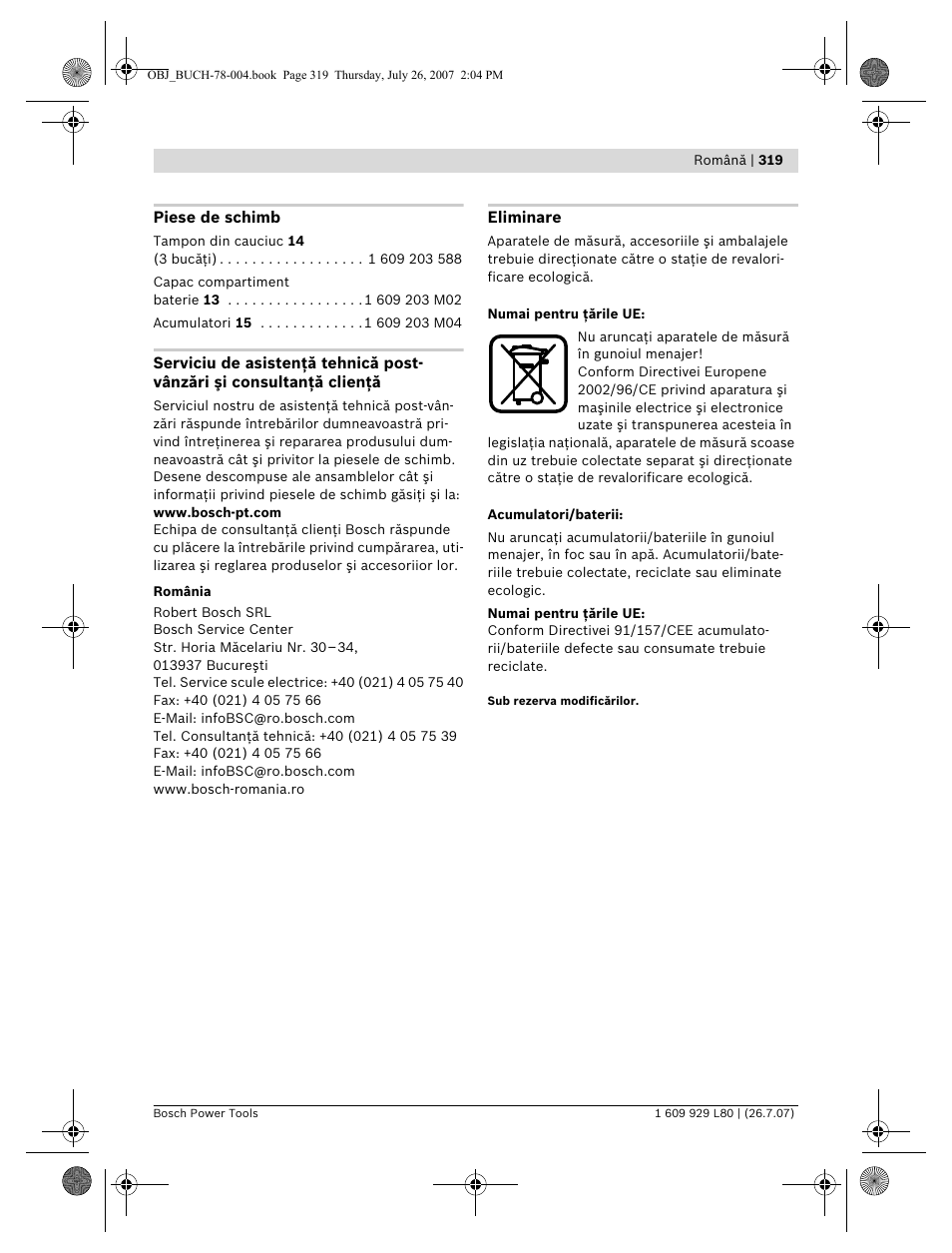 Bosch BL 200 GC Professional User Manual | Page 319 / 419