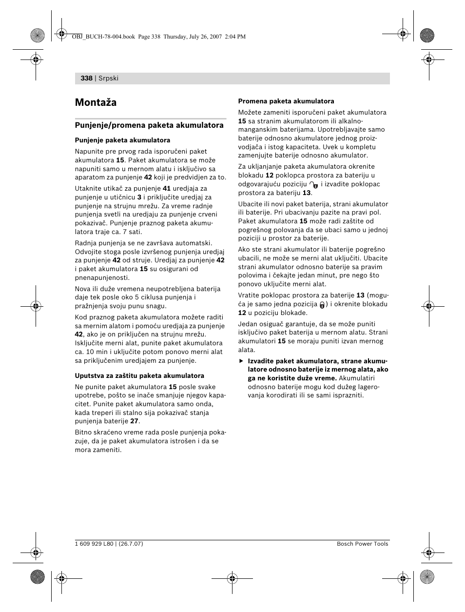 Montaža | Bosch BL 200 GC Professional User Manual | Page 338 / 419