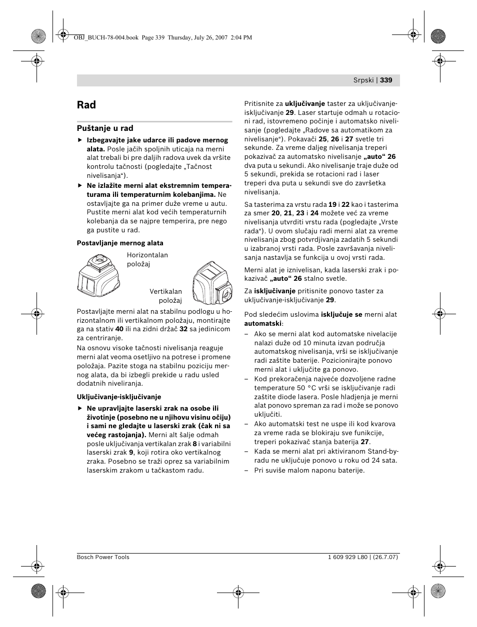 Bosch BL 200 GC Professional User Manual | Page 339 / 419