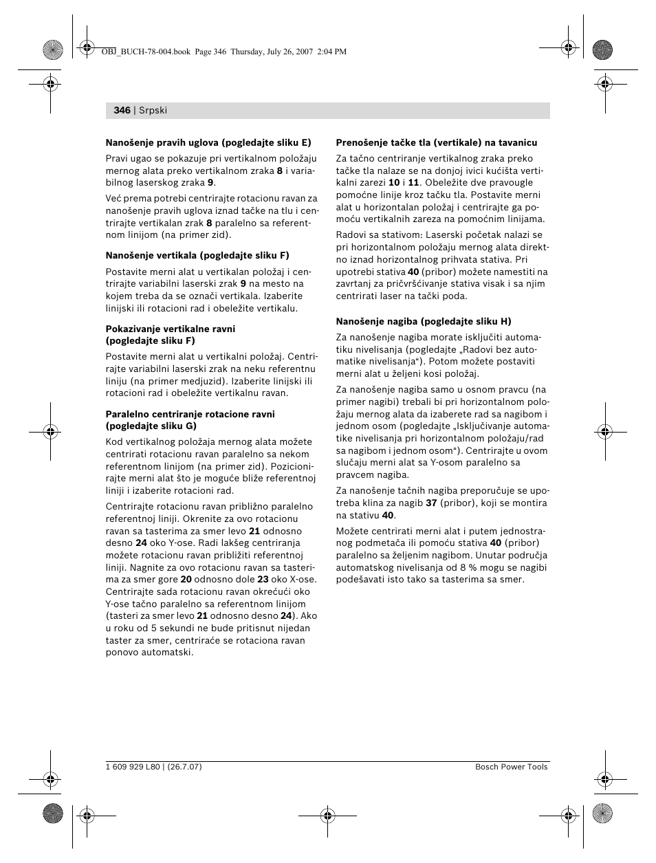 Bosch BL 200 GC Professional User Manual | Page 346 / 419