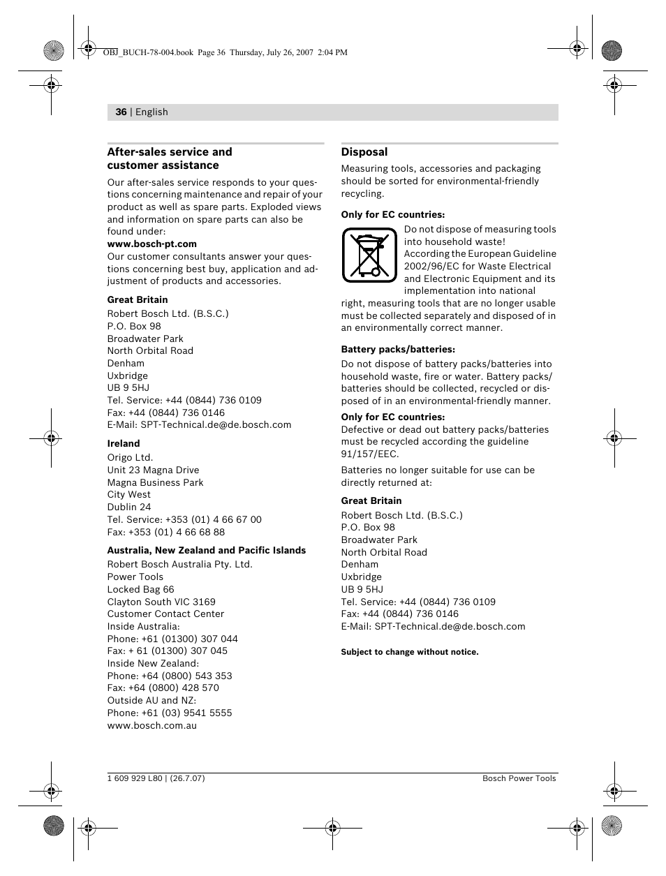 Bosch BL 200 GC Professional User Manual | Page 36 / 419