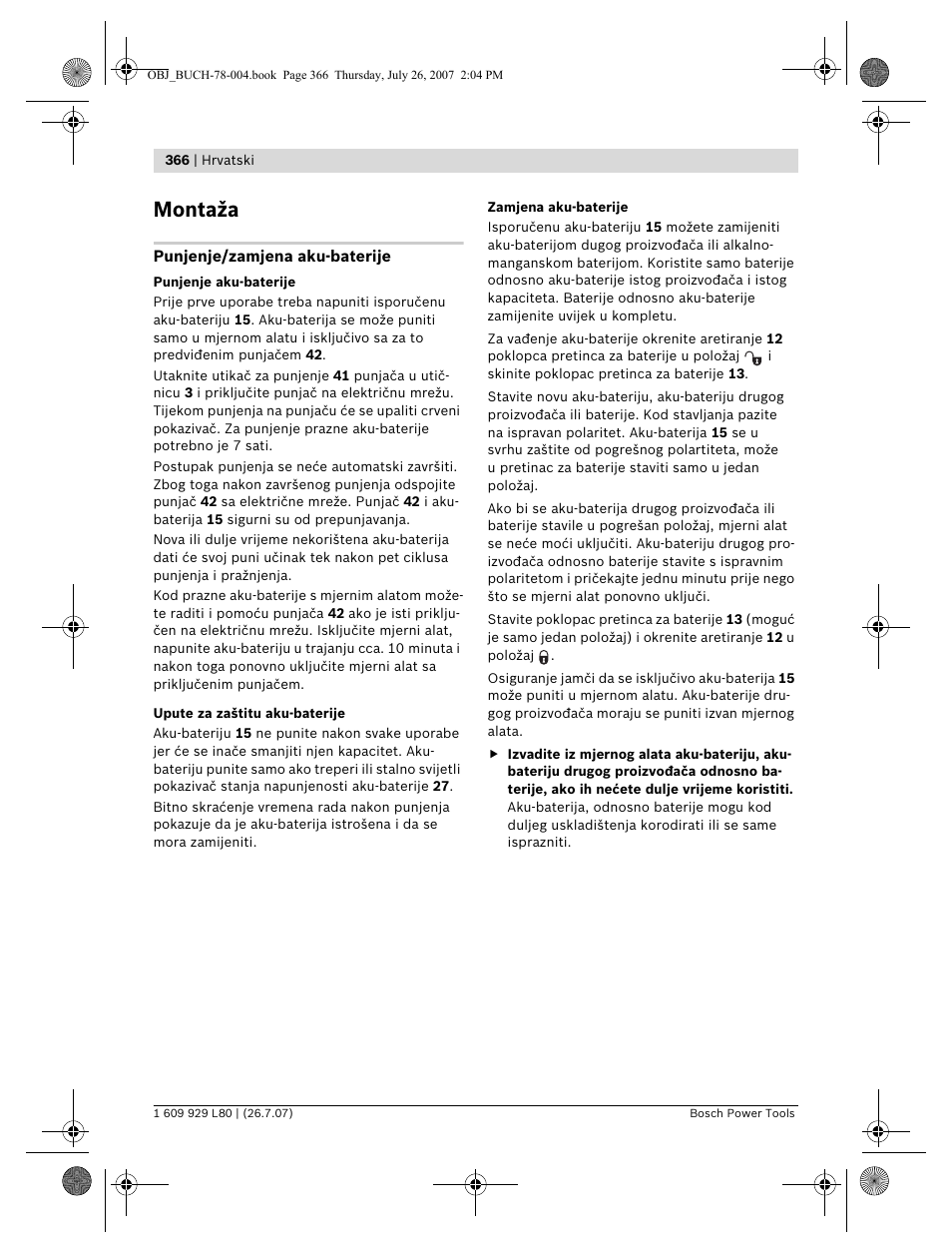 Montaža | Bosch BL 200 GC Professional User Manual | Page 366 / 419