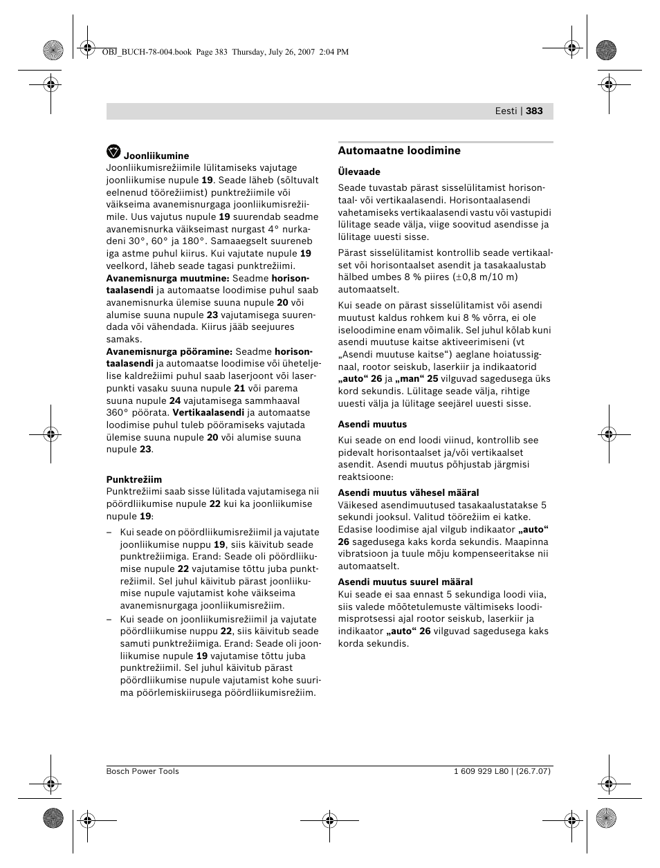 Bosch BL 200 GC Professional User Manual | Page 383 / 419