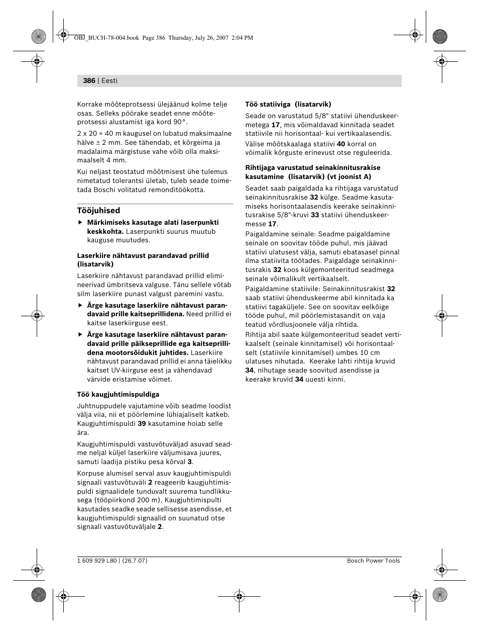 Bosch BL 200 GC Professional User Manual | Page 386 / 419