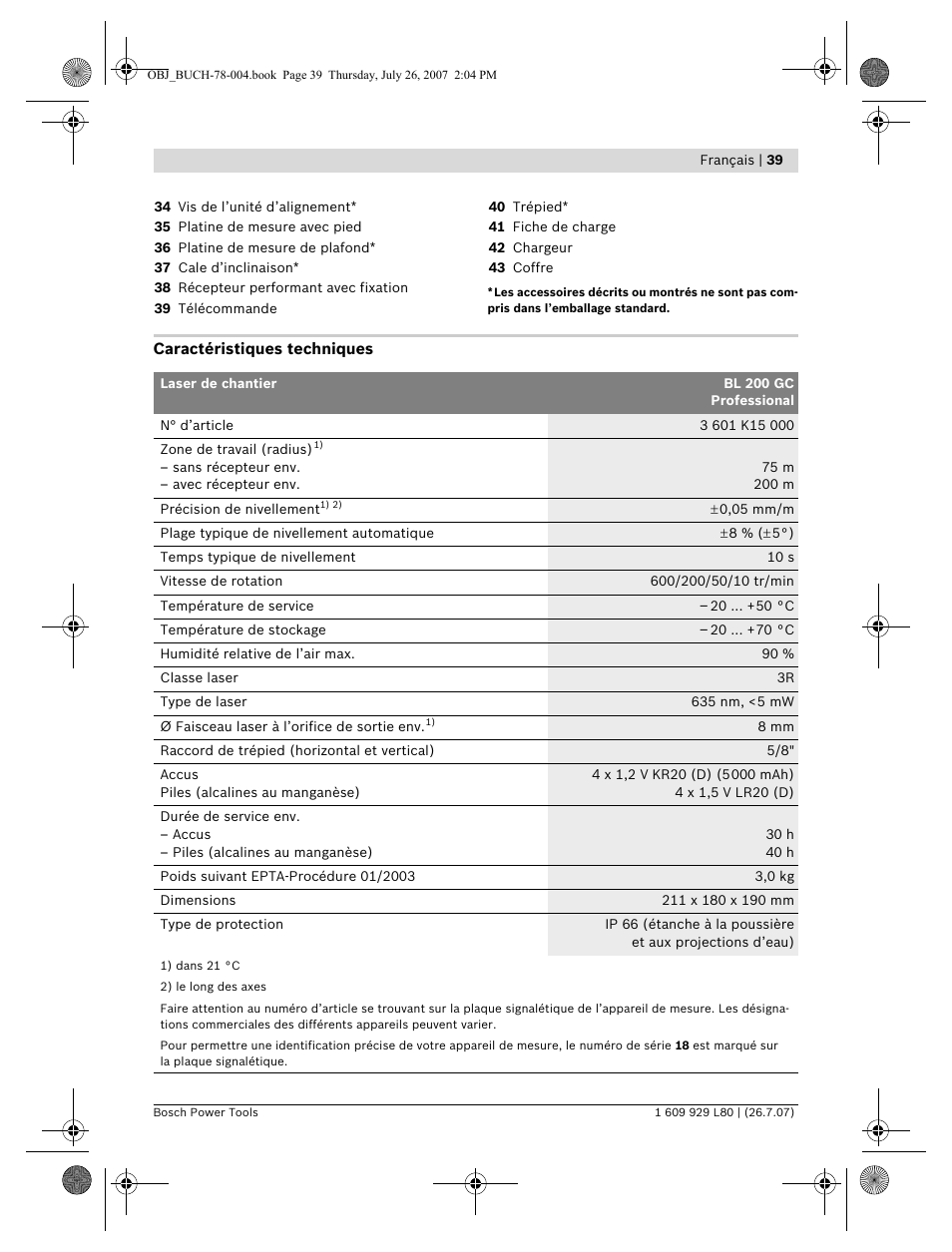 Bosch BL 200 GC Professional User Manual | Page 39 / 419