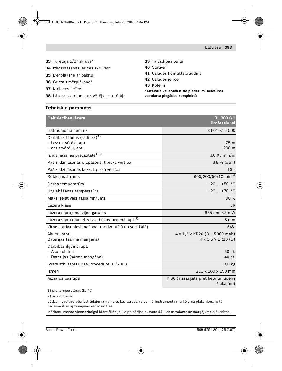 Bosch BL 200 GC Professional User Manual | Page 393 / 419