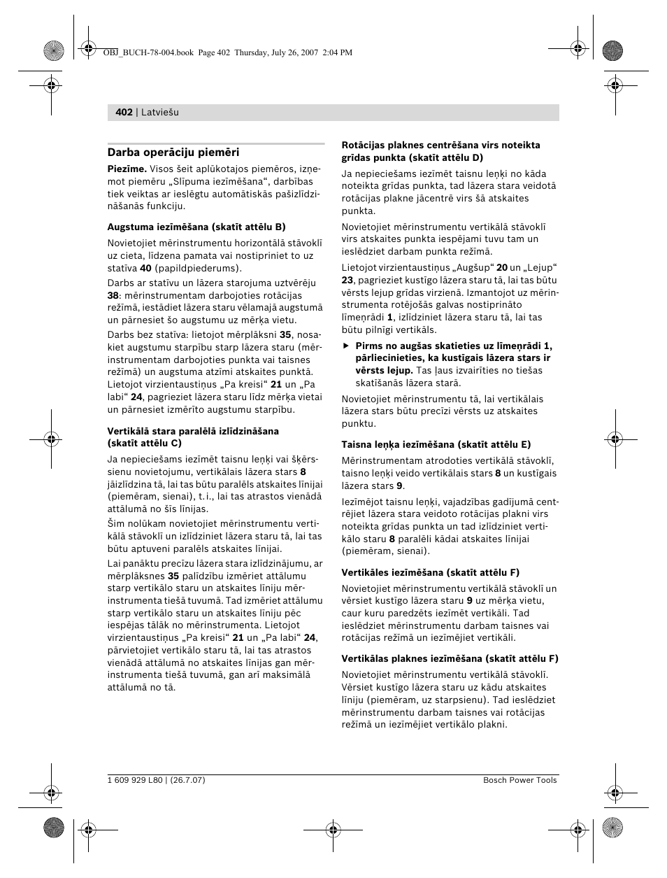 Bosch BL 200 GC Professional User Manual | Page 402 / 419