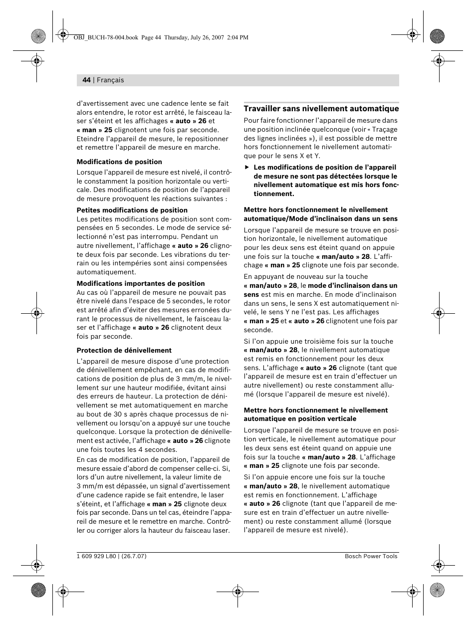 Bosch BL 200 GC Professional User Manual | Page 44 / 419