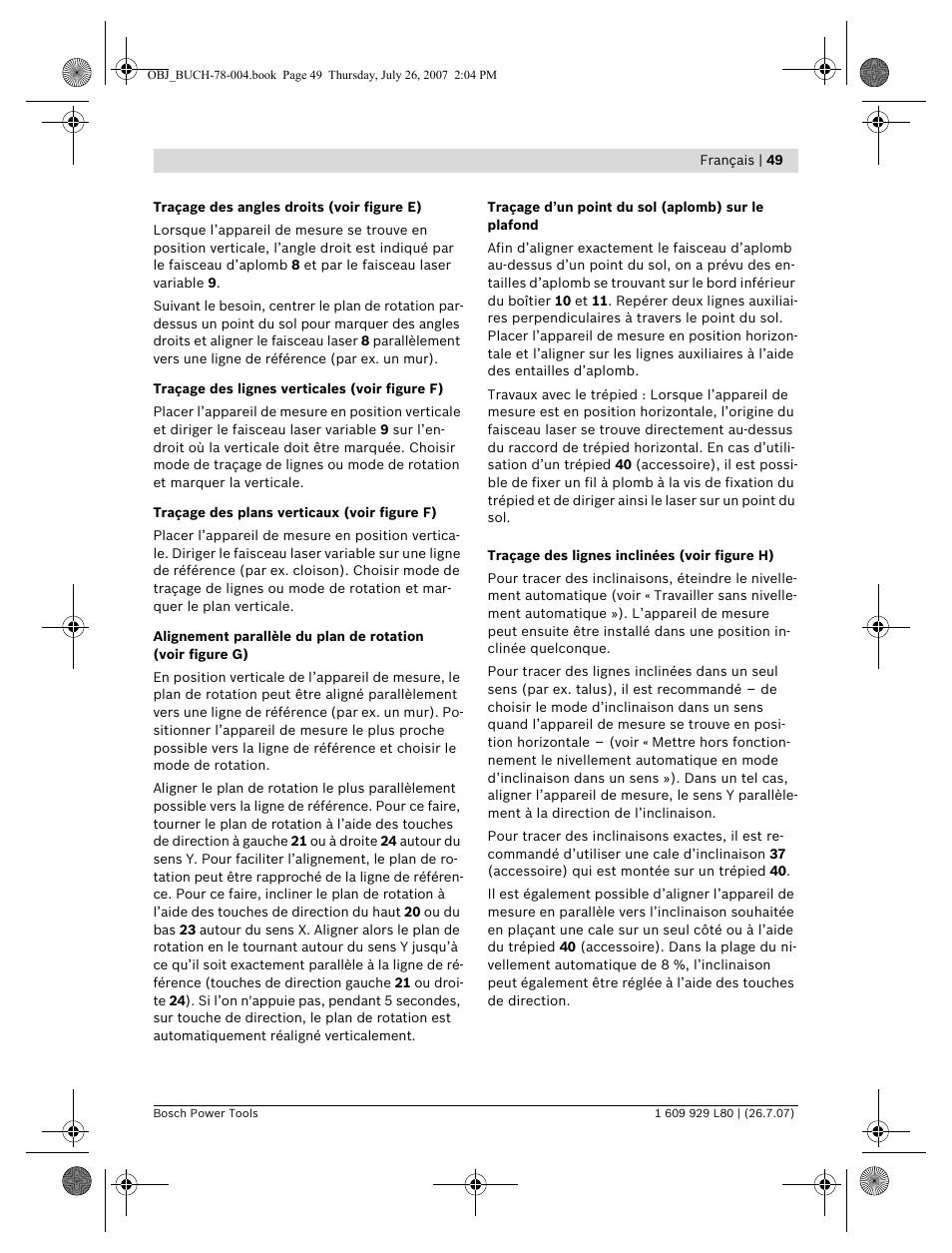 Bosch BL 200 GC Professional User Manual | Page 49 / 419