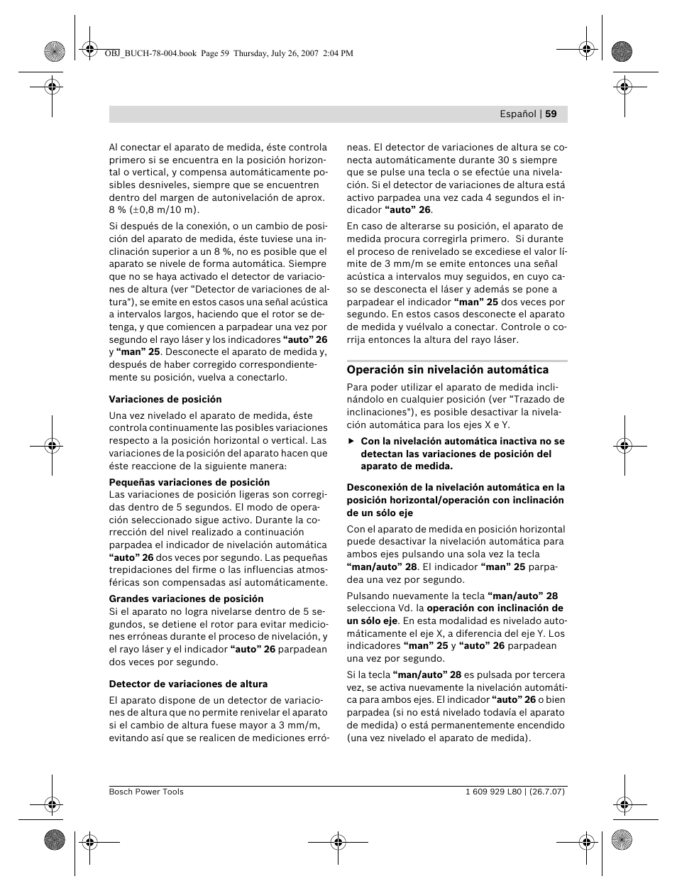 Bosch BL 200 GC Professional User Manual | Page 59 / 419