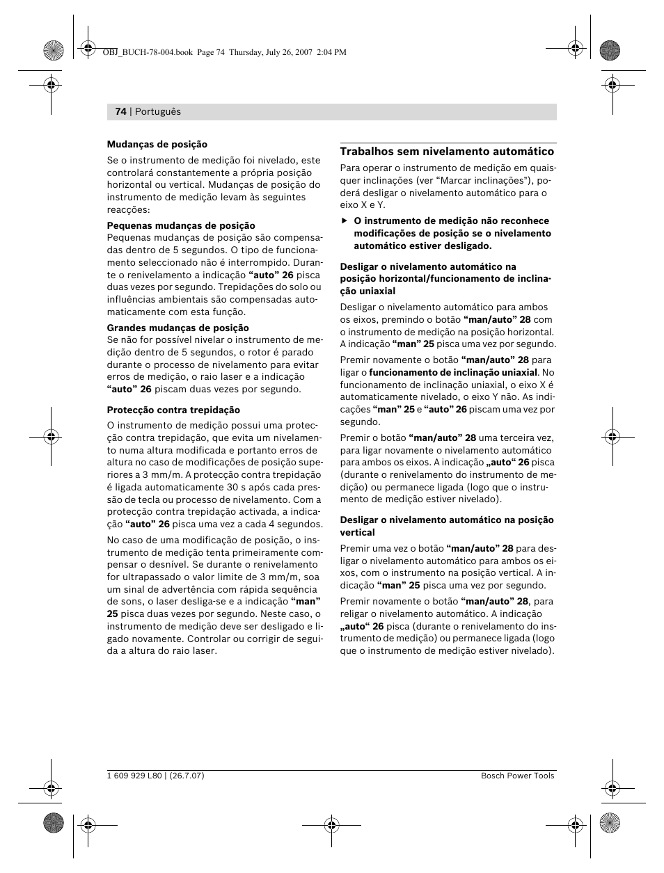 Bosch BL 200 GC Professional User Manual | Page 74 / 419