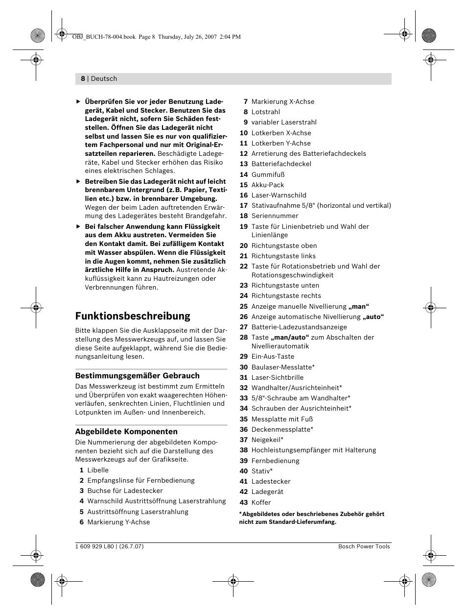 Funktionsbeschreibung | Bosch BL 200 GC Professional User Manual | Page 8 / 419