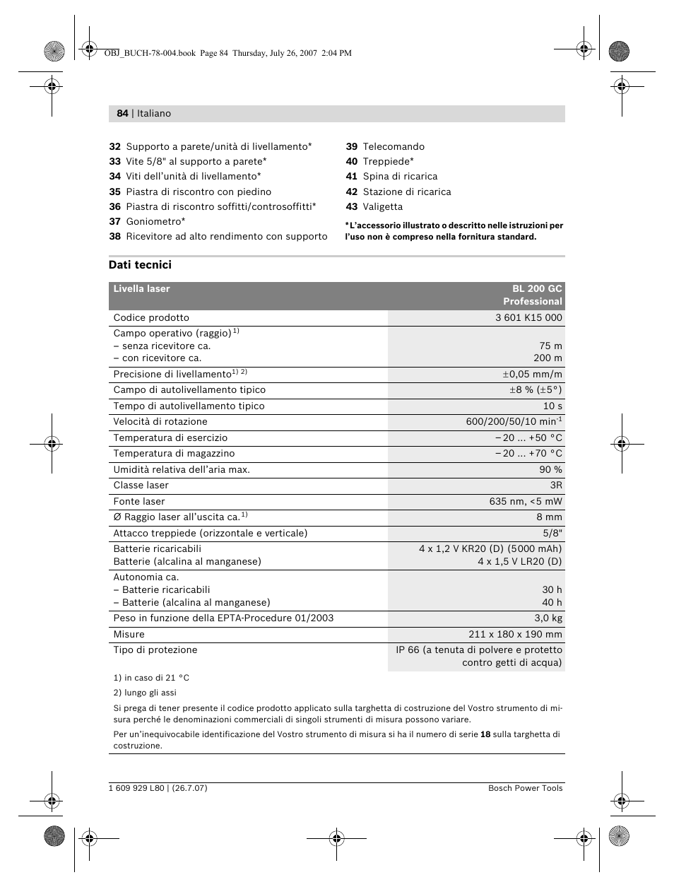 Bosch BL 200 GC Professional User Manual | Page 84 / 419