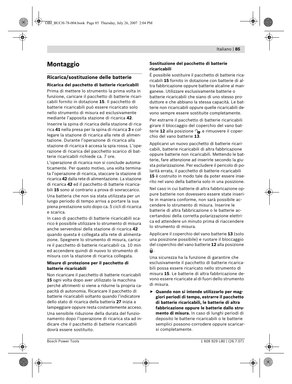 Montaggio | Bosch BL 200 GC Professional User Manual | Page 85 / 419