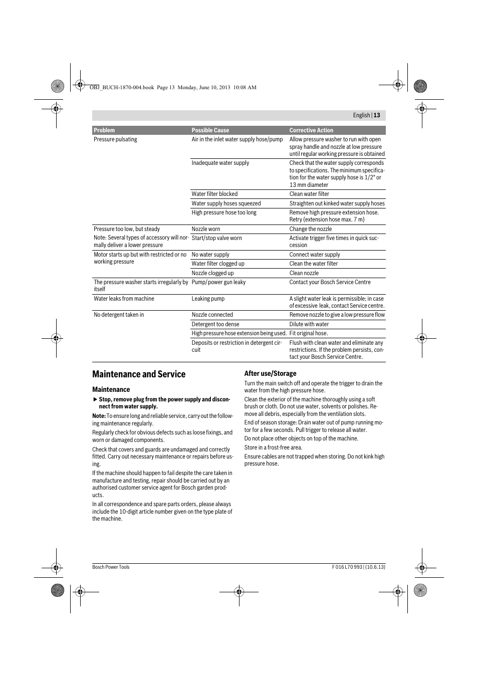 Maintenance and service | Bosch AQT 33-10 User Manual | Page 13 / 190