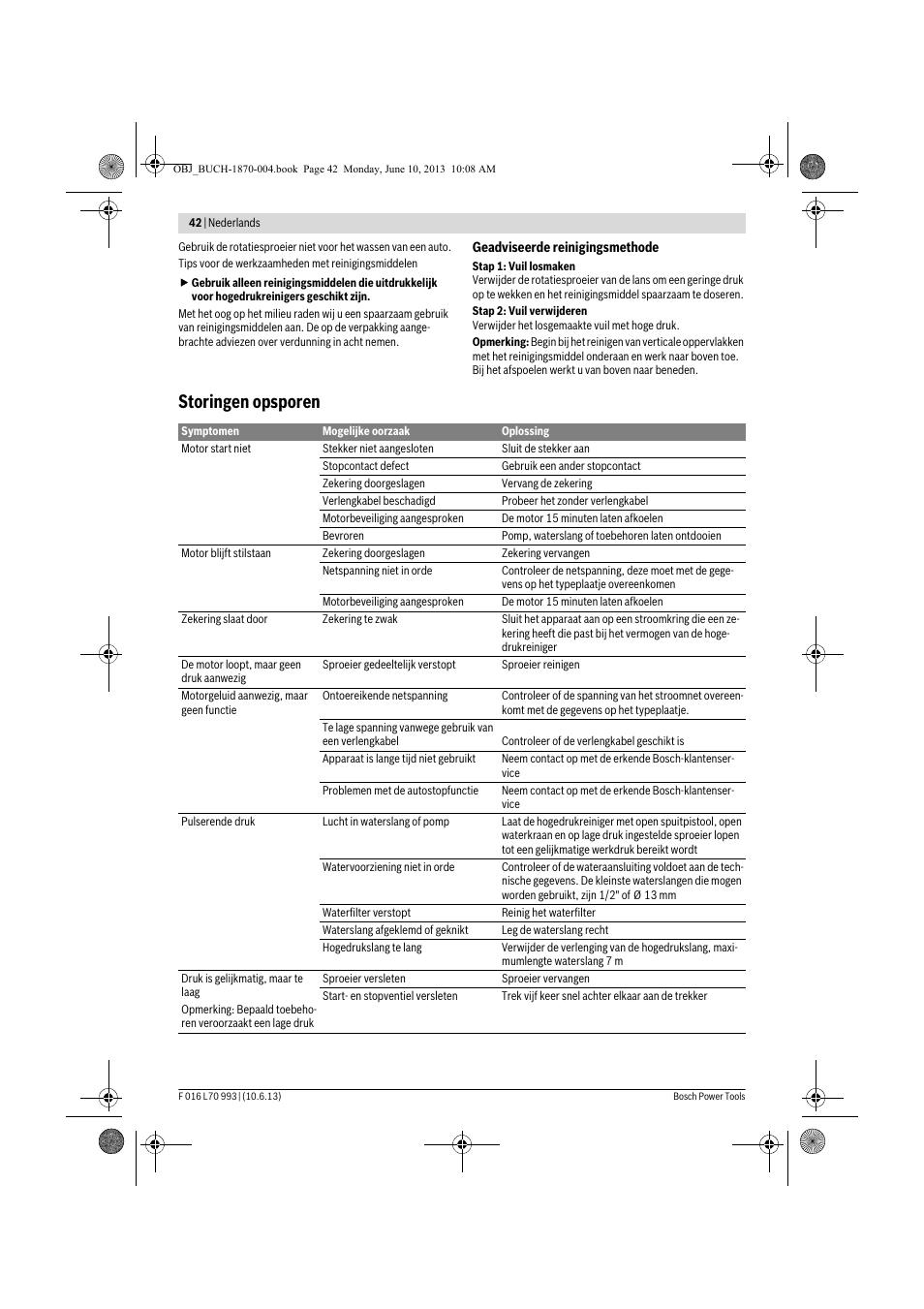 Storingen opsporen | Bosch AQT 33-10 User Manual | Page 42 / 190