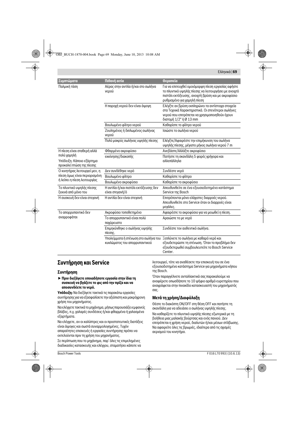 Συντήρηση και service | Bosch AQT 33-10 User Manual | Page 69 / 190