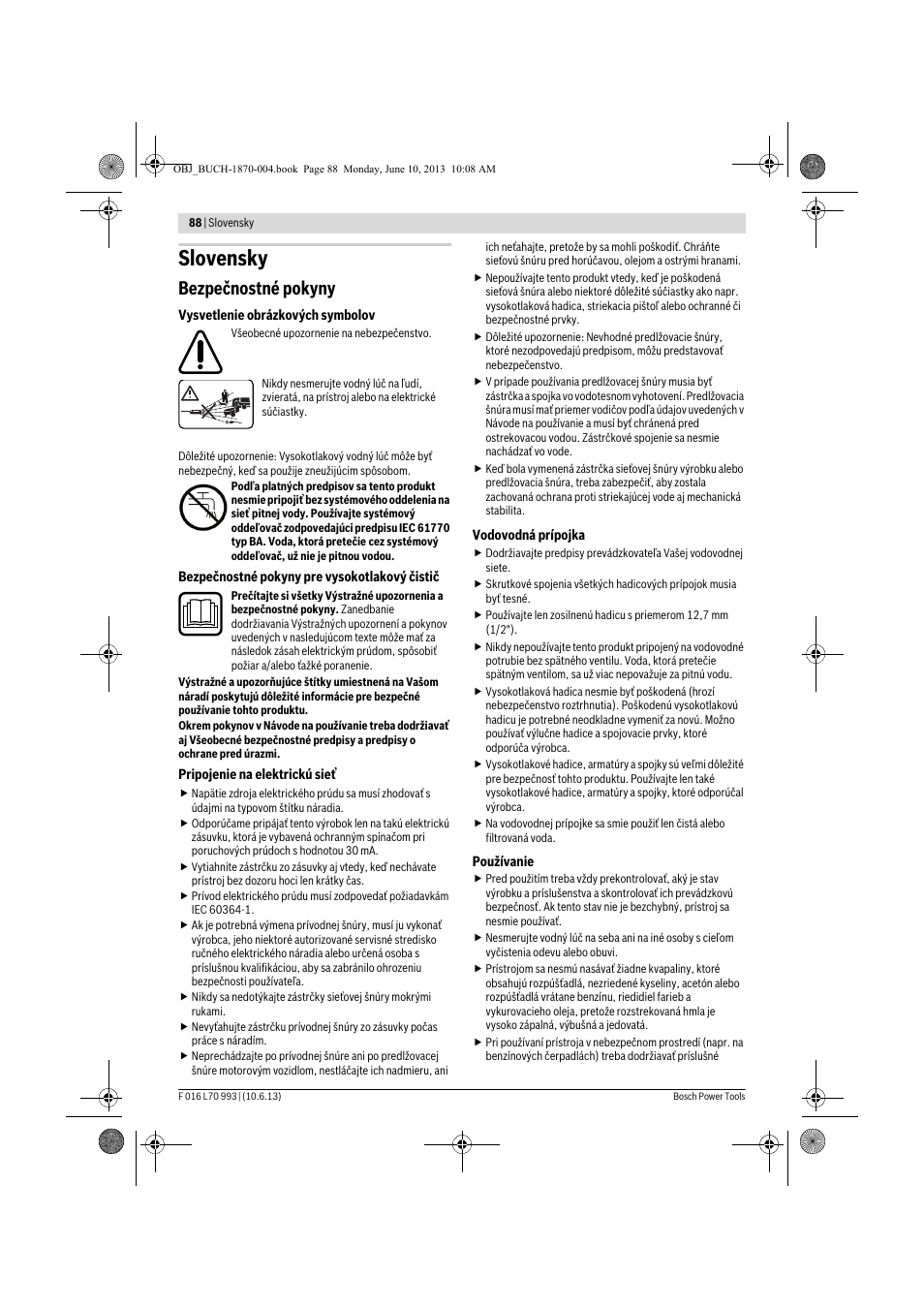 Slovensky, Bezpečnostné pokyny | Bosch AQT 33-10 User Manual | Page 88 / 190