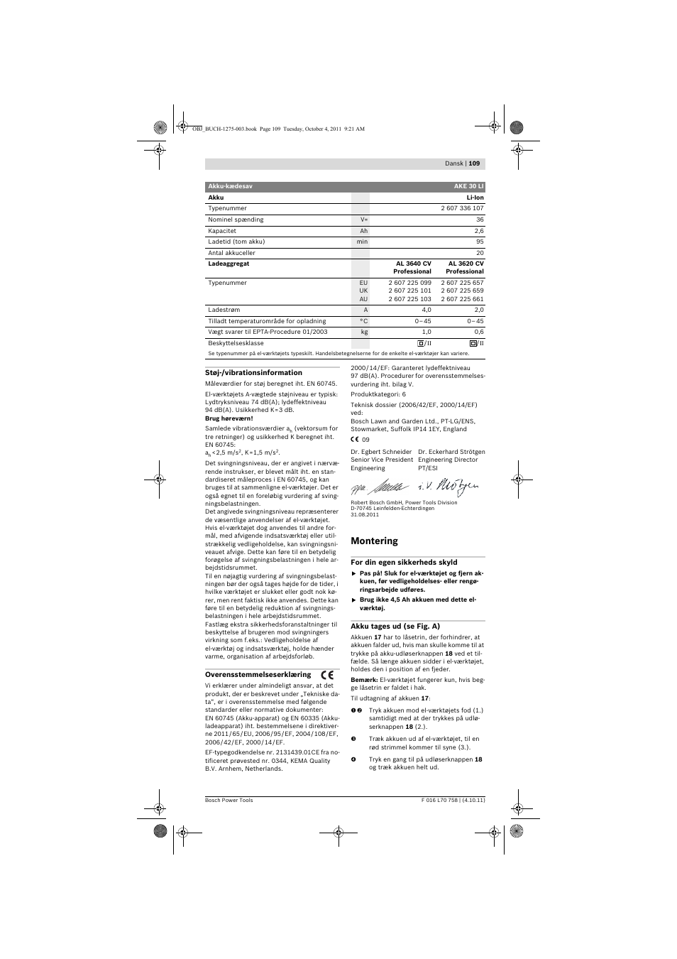 Montering | Bosch AKE 30 LI User Manual | Page 109 / 375