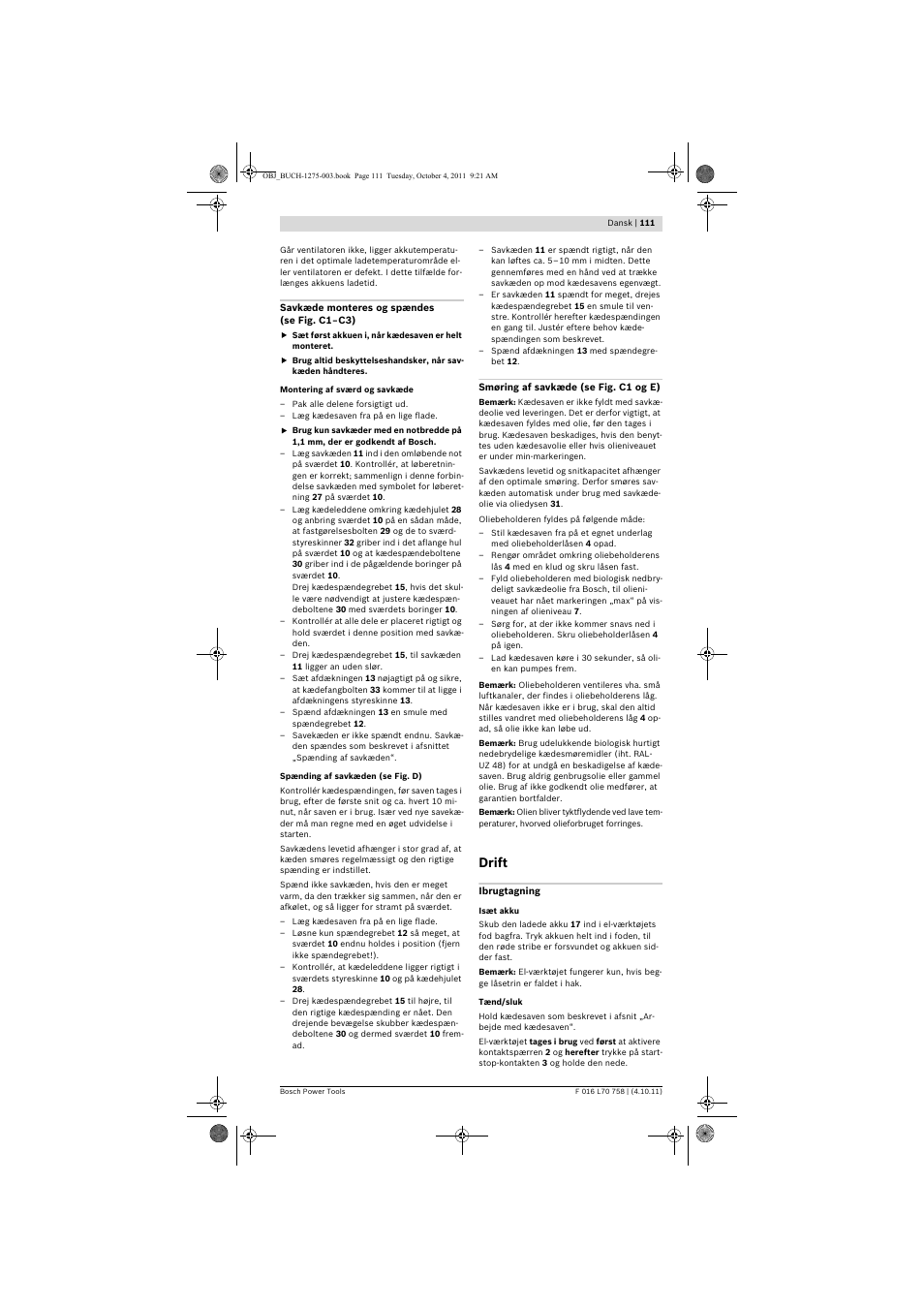 Drift | Bosch AKE 30 LI User Manual | Page 111 / 375